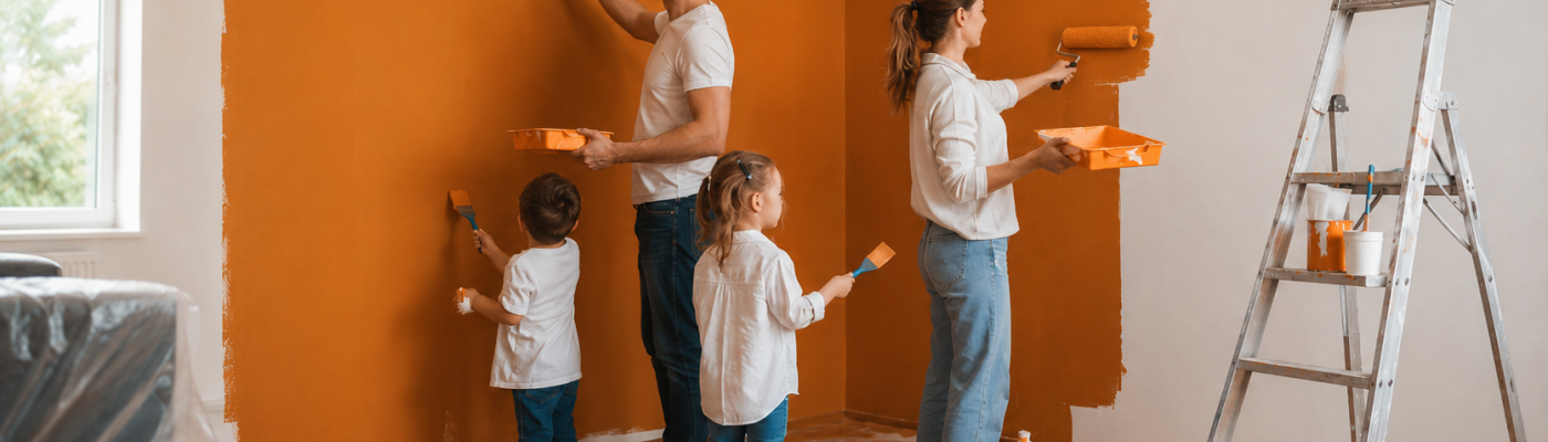 familia pintar casa